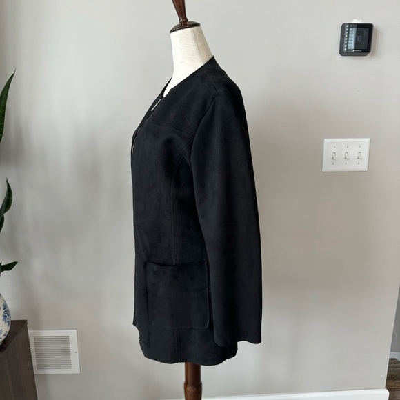 Zara Light Weight Faux-Suede Long Jacket with Full Silver Zipper - Picture 9 of 9